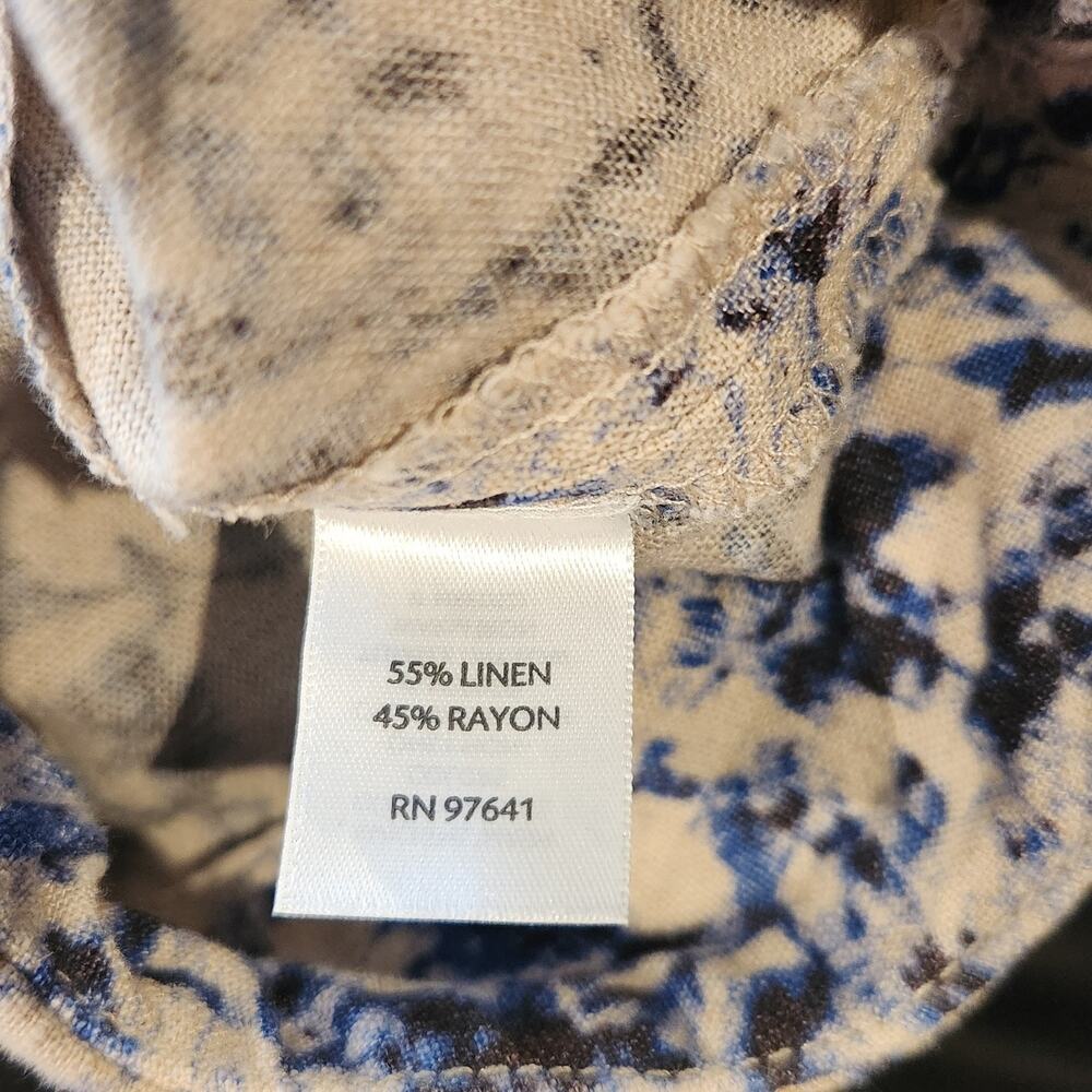 J. Jill Navy Blue Tie Dye Linen Blend Wide Leg Trousers Size 10 Coastal Business - Picture 9 of 15